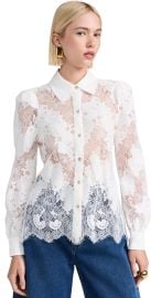 LAGENCE Jenica Lace Blouse Ivory XXL at Shopbop