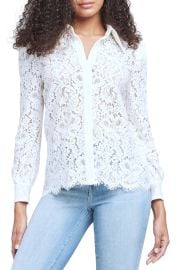 LAGENCE Jenica Sheer Lace Blouse in Ivory  at Nordstrom