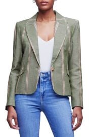 LAGENCE Jennah Stripe Linen Blend Cropped Blazer at Nordstrom