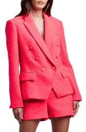 LAGENCE Kenzie Double Breasted Tweed Blazer in Diva Pink  at Nordstrom