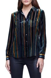 LAGENCE Laurent Velvet Stripe Blouse at Nordstrom