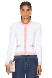 LAGENCE Leon Crew Neck Cardigan in White Cotton Candy FWRD at FWRD