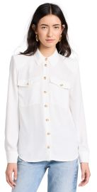 LAGENCE Maisy Shoulder Pad Blouse Ivory XXS at Shopbop