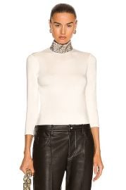 LAGENCE Maya Embellished Mock Neck Top in Vintage White  FWRD at Forward