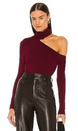 LAGENCE Nicky Cut Out Turtleneck Sweater in Dark Wine at Revolve