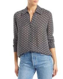 LAGENCE Nina Chain Print Silk Blouse Bloomingdales at Bloomingdales