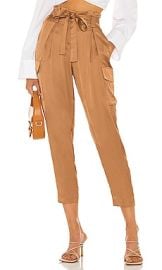 LAGENCE Roxy Paperbag Cargo Pant in Dark Camel at Revolve