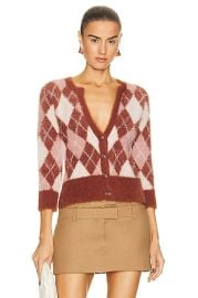 LAGENCE Saylor 34 Sleeveless Cardigan in Brown Pink Argyle Multi FWRD at FWRD