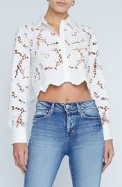 LAGENCE Seychelle Cutwork Crop Shirt at Nordstrom