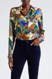 LAGENCE Tyler Butterfly Print Silk Shirt at Nordstrom