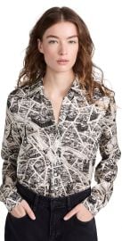 LAGENCE Tyler Long Sleeve Shirt Ecru Multi Map of Paris XXS at Shopbop