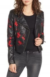 LAMARQUE Embroidered Leather Moto Jacket   Nordstrom at Nordstrom