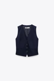 LAPELLESS VEST - Navy blue   United States at Zara