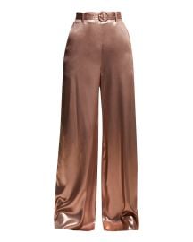 LAPOINTE Belted Wide-Leg Metallic Silk Pants at Neiman Marcus