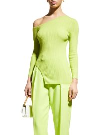 LAPOINTE One-Shoulder Asymmetric Wool Top at Neiman Marcus