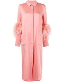 LAPOINTE feather-trim Buttoned Shirt Dress - at Farfetch