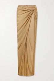 LAQUAN SMITH Knotted metallic knitted maxi skirt NET-A-PORTER at Net a Porter