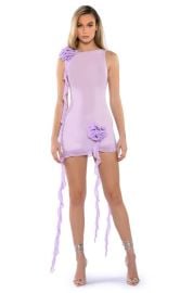 LAURA MESH FLOUNCED MINI DRESS in PURPLE at Akira