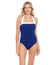 LAUREN Ralph Lauren Bel Air Shirred Bandeau One-Piece  com at Zappos