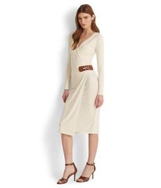 LAUREN Ralph Lauren Buckled Jersey Dress  com at Zappos