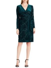 LAUREN Ralph Lauren Flocked Velvet Wrap Dress at Lord & Taylor