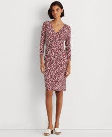 LAUREN Ralph Lauren Floral Jersey Surplice Dress  com at Zappos