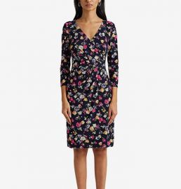 LAUREN Ralph Lauren Floral Jersey Surplice Dress  com at Zappos