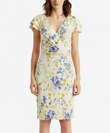 LAUREN Ralph Lauren Floral Jersey Surplice Dress  com at Zappos