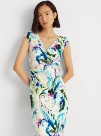 LAUREN Ralph Lauren Paisley Pleated Jersey Dress  com at Zappos