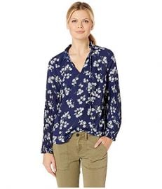 LAUREN Ralph Lauren Print Tie Neck Georgette Top at Zappos