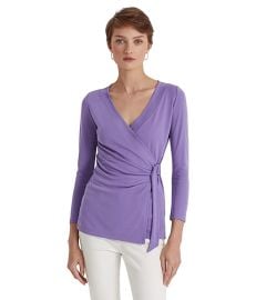 LAUREN Ralph Lauren Stretch Jersey Surplice Top com at Zappos