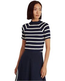 LAUREN Ralph Lauren Striped Short Sleeve Sweater  com at Zappos