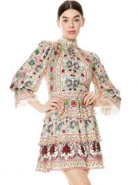 LAWSON MOCK NECK FLORAL MINI DRESS at Alice and Olivia