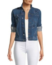 LAgence Celine Button-Down Denim Jacket w Star Details - at Bergdorf Goodman