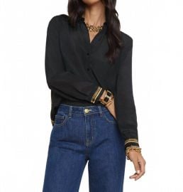 LAgence Gio Blouse In Black Gold ShopSimon at Shop Simon