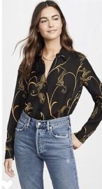 LAgence Nina Blouse in BlackGold Tiger NWT Size XS Retail- 390 eBay at eBay