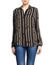 LAgence Nina Printed Button-Down Silk Blouse at Neiman Marcus