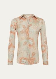 LAgence Nina Soft Pastel Vintage Floral Silk Blouse - at Bergdorf Goodman