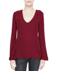 LAgence Ruch-Shoulder Silk Blouse at Neiman Marcus