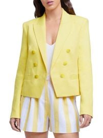 LAgence Womens Linen Short Double-Breasted Blazer Shop Premium Outlets at Shop Simon