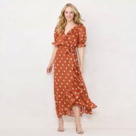 LC Lauren Conrad Polka Dot Ruffle Faux Wrap Dress at Kohls