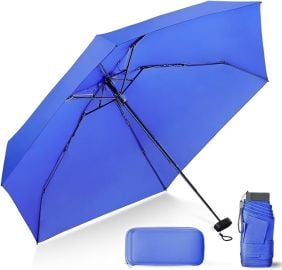 LEAGERA Compact Travel Umbrella with Case - Mini Umbrella for Purse, Small Lightweight &Tiny Design Perfect for Parasol Outdoor Sun&Rain Umbrellas at Amazon