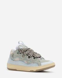 LEATHER CURB SNEAKERS LIGHT BLUE Lanvin LANVIN at Lanvin