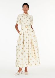 LEIGHTON DRESS IN PRINTED SILK WOOL Adam Lippes at Adam Lippes