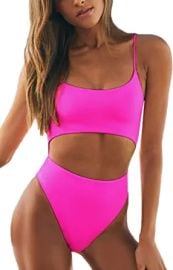 LEISUP Womens Spaghetti Strap Lace Up Cutout High Waisted Thong One Piece Swimsuit at  Womens Clothing store at Amazon