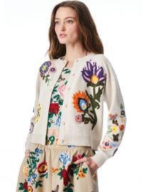 LELIA CREW NECK CARDIGAN at Alice + Olivia