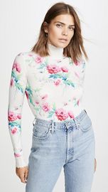 LES REVERIES Floral Print Distressed Cashmere Turtleneck at Shopbop