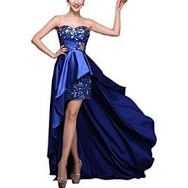 LETSQK Women s Sexy Hi-Lo Sweetheart Beaded Sequins Evening Prom Dress Gown at Amazon