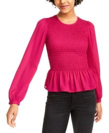 LEYDEN Smocked Peplum Blouse   Reviews - Tops - Juniors - Macy s at Macys