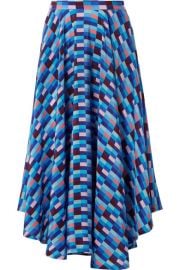 LHD - French Riviera asymmetric printed silk crepe de chine skirt at Net A Porter